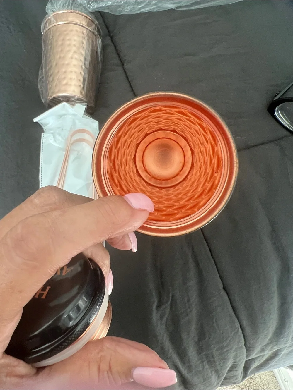 Copper-Tone Hammered Water Bottle and Accessories - Home Accents